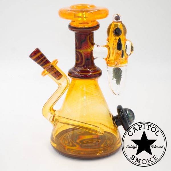 product glass pipe 00044165 02 | G Check Moldavite Rocket Ship Rig w Opals