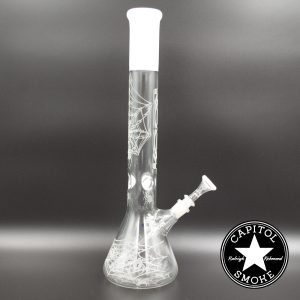 product glass pipe 00048064 03 | Roor 18" White Beaker Etched Black Widow