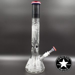 product glass pipe 00048118 03 | Roor 18" Beaker Etched Red, White, & Blue