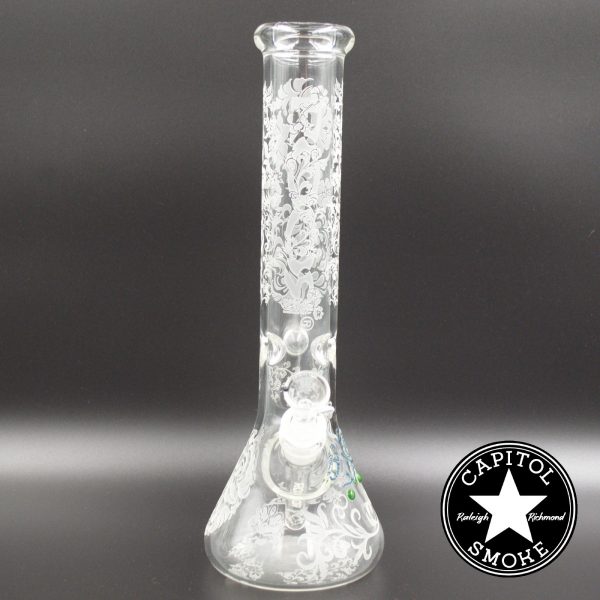 product glass pipe 00048187 00 | Roor 14" Beaker Etched Flowers and Vines