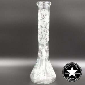 product glass pipe 00048187 02 | Roor 14" Beaker Etched Flowers and Vines