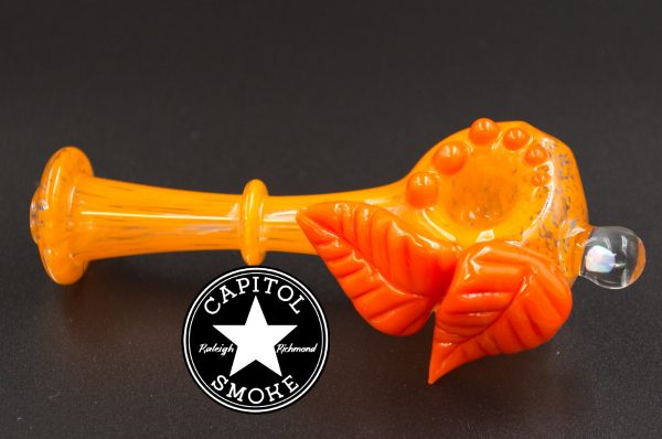product glass pipe 00182614 orange 03 | Glass By Hunter Orange Leaf Spoon