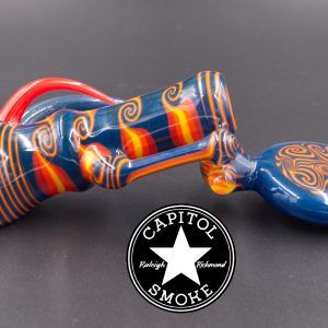 product glass pipe 00195065 01 | Laydown Bubbler Blue and Orange