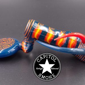 product glass pipe 00195065 03 | Laydown Bubbler Blue and Orange