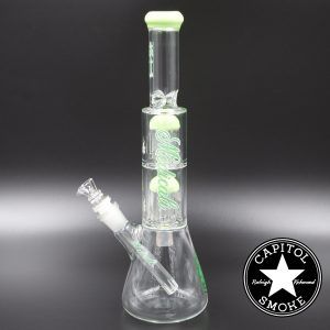 Product glass pipe 00115353 02 | Medicali Green 12" 14mm Double Stack Perc Beaker Tube