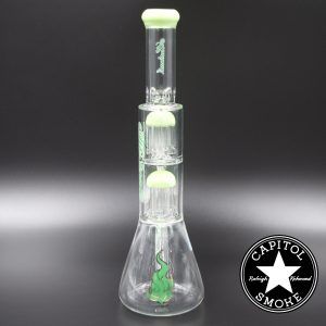 Product glass pipe 00115353 03 | Medicali Green 12" 14mm Double Stack Perc Beaker Tube