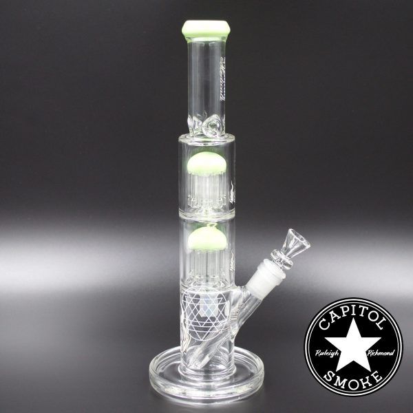 Product glass pipe 00185912 00 | Medicali Green 12" 14mm Double Stack Perc Straight Tube