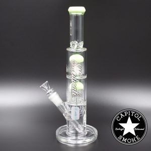 Product glass pipe 00185912 02 | Medicali Green 12" 14mm Double Stack Perc Straight Tube