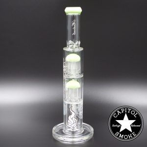 Product glass pipe 00185912 03 | Medicali Green 12" 14mm Double Stack Perc Straight Tube