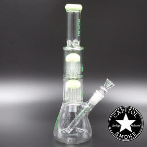 Product glass pipe 00185929 00 | Medicali Green 13" 14mm Double Stack Perc Beaker Tube