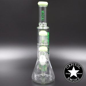 Product glass pipe 00185929 01 | Medicali Green 13" 14mm Double Stack Perc Beaker Tube