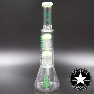 Product glass pipe 00185929 03 | Medicali Green 13" 14mm Double Stack Perc Beaker Tube