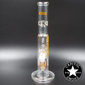Product glass pipe 00185943 01 | Medicali Orange 14" 14mm Showerhead Perc Straight Tube