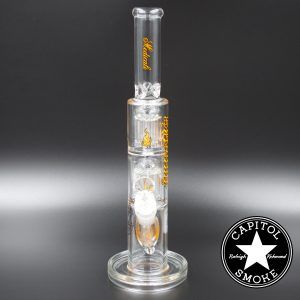 Product glass pipe 00219679 01 | Medicali Orange 13" 14mm Double Stack Perc Straight Tube