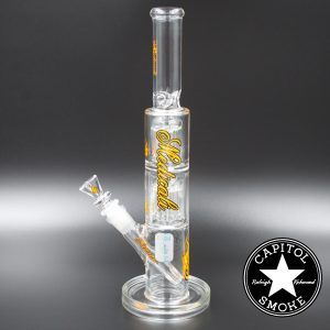 Product glass pipe 00219679 02 | Medicali Orange 13" 14mm Double Stack Perc Straight Tube