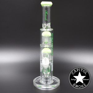 Product glass pipe 00219709 01 | Medicali Green 12" 14mm Double Stack Perc Straight Tube