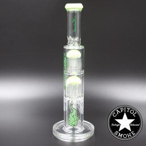 Product glass pipe 00219709 03 | Medicali Green 12" 14mm Double Stack Perc Straight Tube