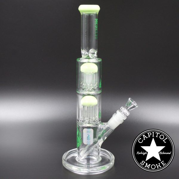Product glass pipe 00219723 00 | Medicali Green 12" 14mm Double Stack Perc Straight Tube