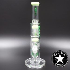 Product glass pipe 00219723 01 | Medicali Green 12" 14mm Double Stack Perc Straight Tube