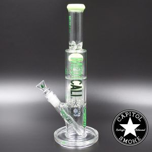 Product glass pipe 00219723 02 | Medicali Green 12" 14mm Double Stack Perc Straight Tube