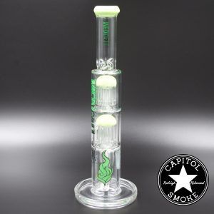 Product glass pipe 00219723 03 | Medicali Green 12" 14mm Double Stack Perc Straight Tube