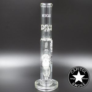 Product glass pipe 00219754 01 | Medicali White 14" 14mm Showerhead Perc Straight Tube