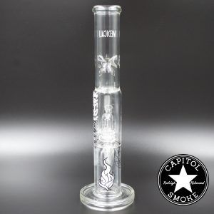 Product glass pipe 00219754 03 | Medicali White 14" 14mm Showerhead Perc Straight Tube