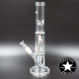 Product glass pipe 00219808 02 | Medicali White 14" 14mm Showerhead Perc Straight Tube