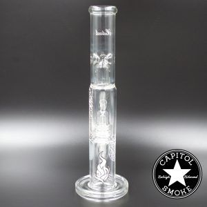 Product glass pipe 00219808 03 | Medicali White 14" 14mm Showerhead Perc Straight Tube