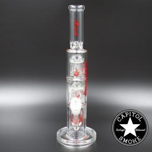 Product glass pipe 00219822 01 | Medicali Red 13" 14mm Double Stack Perc Straight Tube