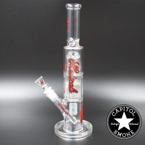 Product glass pipe 00219822 02 | Medicali Red 13" 14mm Double Stack Perc Straight Tube
