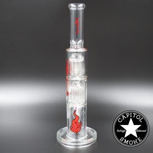 Product glass pipe 00219822 03 | Medicali Red 13" 14mm Double Stack Perc Straight Tube