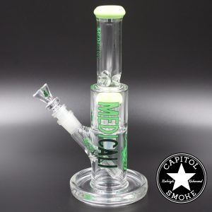 Product glass pipe 00219907 02 | Medicali Green 10" 14mm Showerhead Perc Straight Tube