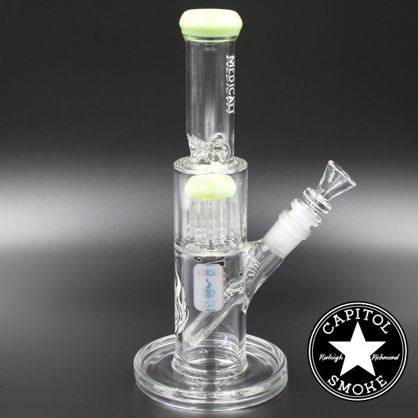 Product glass pipe 00219921 00 | Medicali White 10" 14mm Showerhead Perc Straight Tube