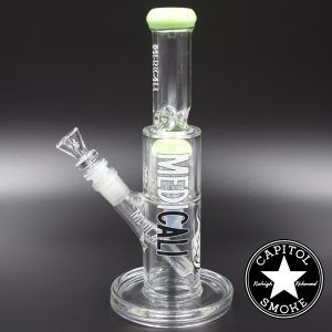 Product glass pipe 00219921 02 | Medicali White 10" 14mm Showerhead Perc Straight Tube