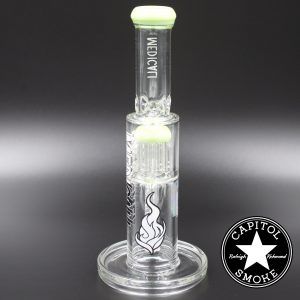 Product glass pipe 00219921 03 | Medicali White 10" 14mm Showerhead Perc Straight Tube