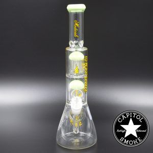Product glass pipe 00220095 01 | Medicali Yellow 13" 14mm Double Stack Perc Beaker Tube