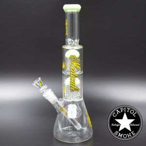 Product glass pipe 00220095 02 | Medicali Yellow 13" 14mm Double Stack Perc Beaker Tube