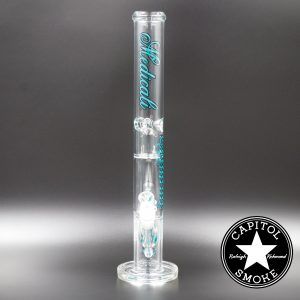 product glass pipe 00221658 00 | Medicali Blue 18" 14mm Showerhead Perc Straight Tube