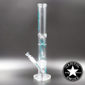 product glass pipe 00221658 01 | Medicali Blue 18" 14mm Showerhead Perc Straight Tube