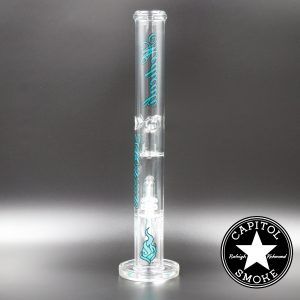 product glass pipe 00221658 02 | Medicali Blue 18" 14mm Showerhead Perc Straight Tube
