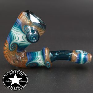 product glass pipe 210000026383 02 | Mitchell Glass Clear Blue Rimmed Faceted Wig Wag Sherlock