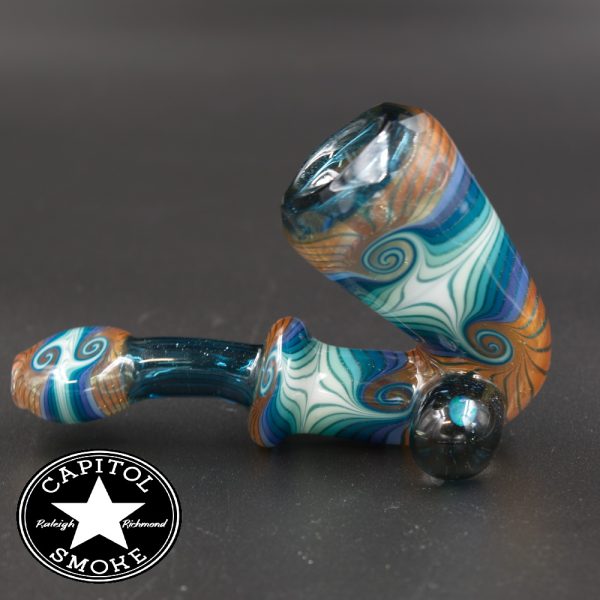 product glass pipe 210000026383 04 | Mitchell Glass Clear Blue Rimmed Faceted Wig Wag Sherlock