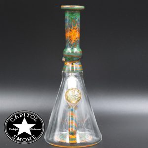 product glass pipe 210000026851 01 | Devo Green & Orange Wig-Wag Water Pipe