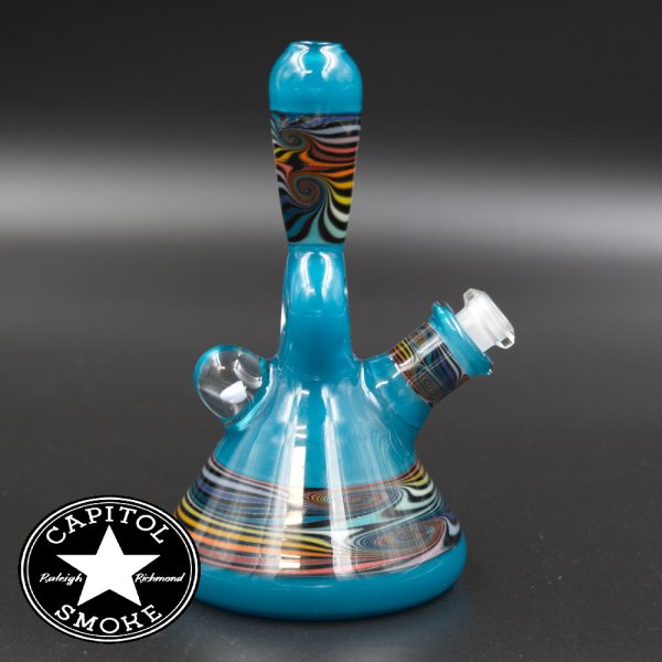 product glass pipe 210000028716 04 | Mitchell Glass Rig Teal w/ Rainbow Wig Wag