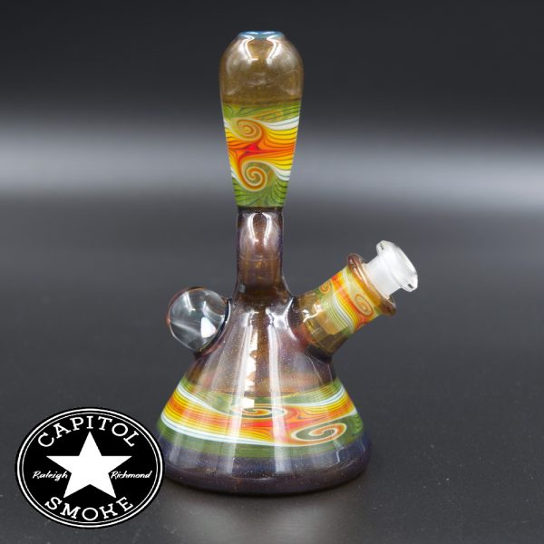 product glass pipe 210000028718 04 | Mitchell Glass Rig Crushed Opal Purp & Gold w/ Fire Wig Wag