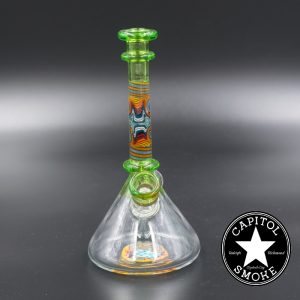 product glass pipe 210000026679 00 | Matt Beale 6" Worked Rig Green with Blue/Orange/Red Section