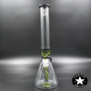 product glass pipe 210000032487 00 | OJ Flame Beaker Green, Yellow, & Black Wig Wag Set