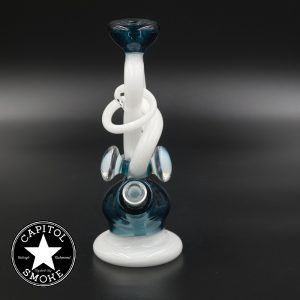 product glass pipe 210000038176 00 | Cambria Glass White & Sparkle Blue Rig w/ 10mm. Matching Downstem