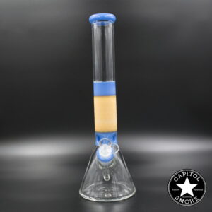 product glass pipe 210000041412 00 | 17" Color Trimmed Etched Geometric Beaker -14mm